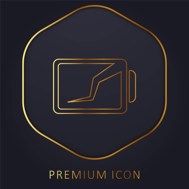 Batterij Status Interface Symbool Met gebroken lijn gouden lijn premium logo of pictogram - Vector, afbeelding