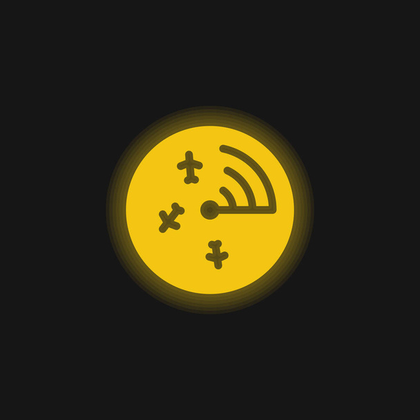 Airport Radar sárga izzó neon ikon - Vektor, kép