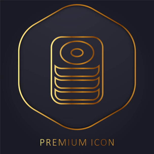 Big Database logotipo premium de línea dorada o icono - Vector, imagen