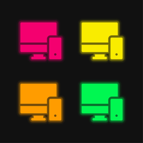 Adaptive four color glowing neon vector icon - Vector, Image