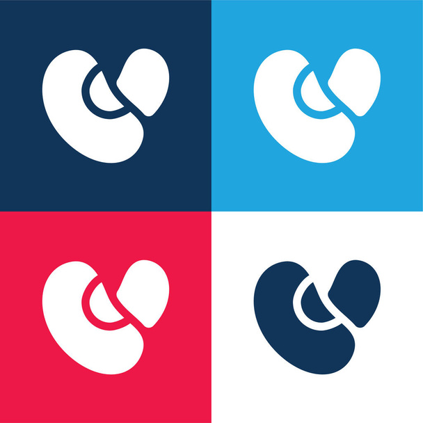 Beans blue and red four color minimal icon set - Vector, Image