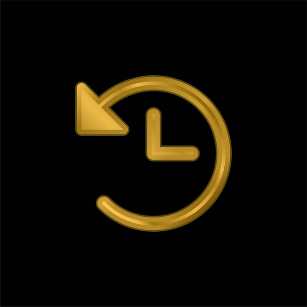 Voltar Arrow banhado a ouro ícone metálico ou vetor logotipo - Vetor, Imagem