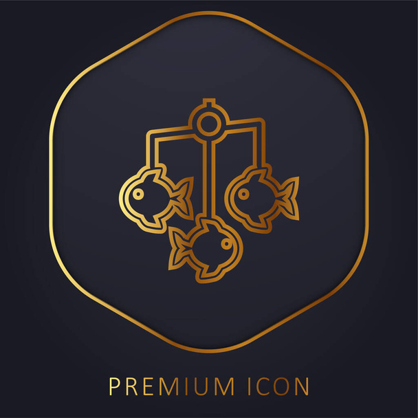 Baby Crib Mobile golden line premium logo or icon - Vector, Image