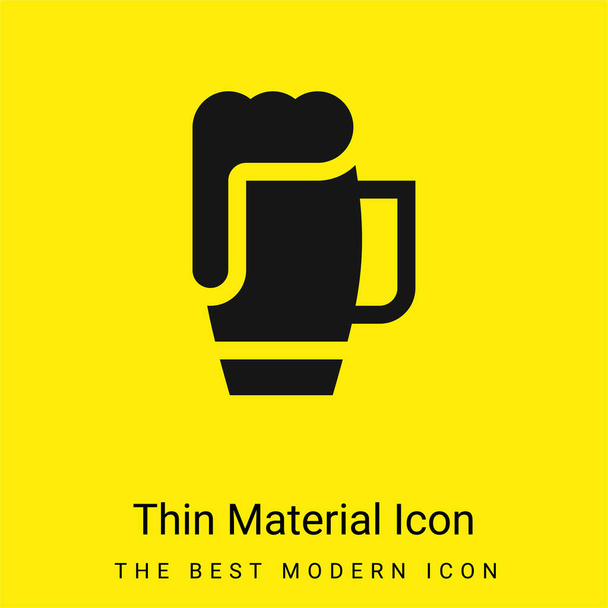 Caneca de cerveja mínima ícone material amarelo brilhante - Vetor, Imagem