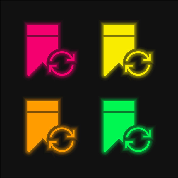Marcador cuatro color brillante icono del vector de neón - Vector, imagen