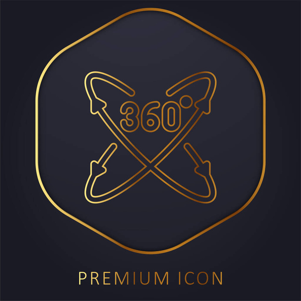 360 stupňů zlaté linie prémie logo nebo ikona - Vektor, obrázek