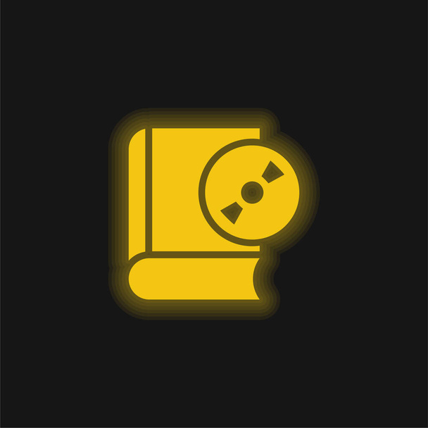 オーディオブック黄色の輝くネオンアイコン - ベクター画像