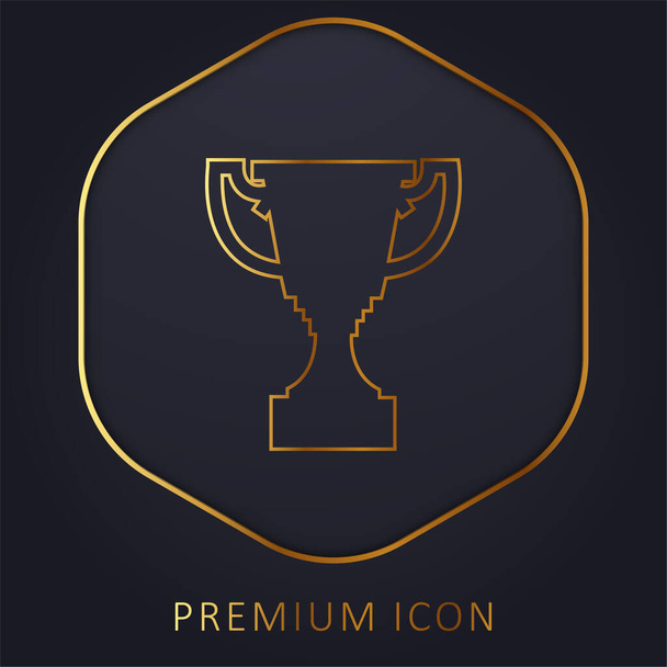 Award Trophy Shape golden line premium logo or icon - Vector, Image