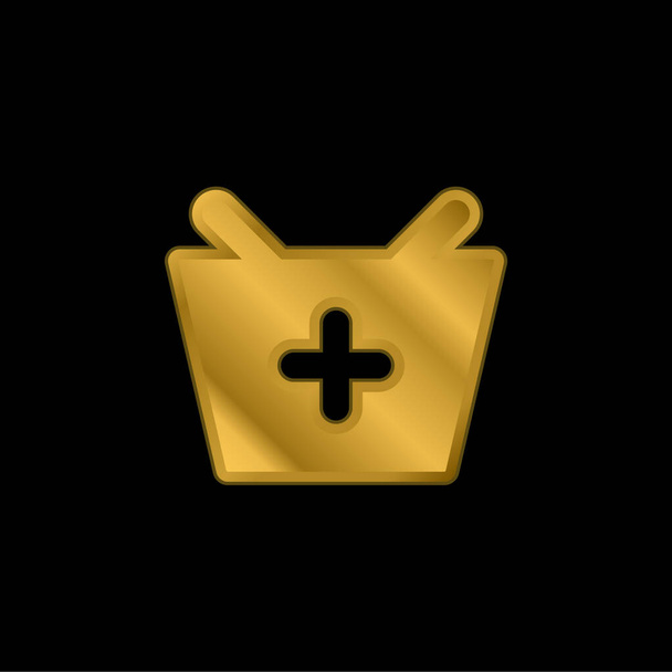 Añadir a Picnic Bag chapado en oro icono metálico o logo vector - Vector, imagen