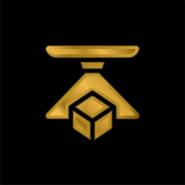 3d gold plated metalic icon or logo vector - Vector, Image