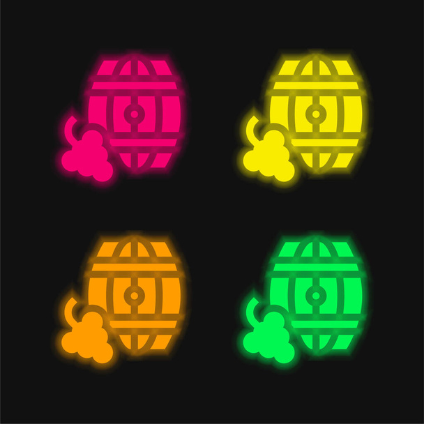 Barrel four color glowing neon vector icon - Vector, Image
