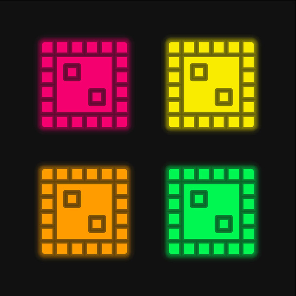ボードゲーム4色の輝くネオンベクトルアイコン - ベクター画像