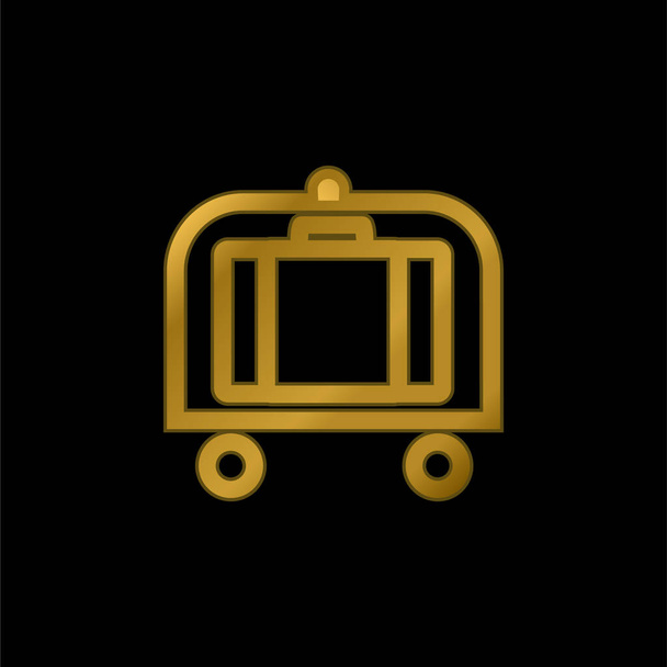 Carrello bagagli icona metallica placcata oro o logo vettore - Vettoriali, immagini