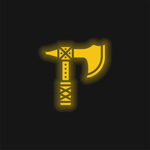 Siekiera żółta świecąca neon ikona - Wektor, obraz
