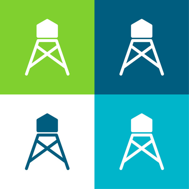 Big Water Tank Flat four color minimal icon set - Vector, Image
