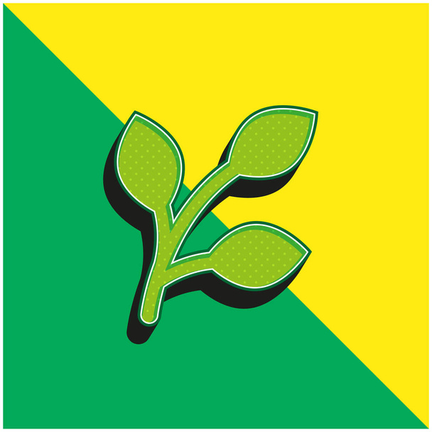 Branch Vihreä ja keltainen moderni 3d vektori kuvake logo - Vektori, kuva