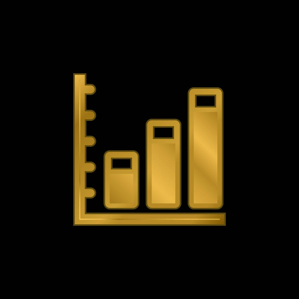 Estatísticas de negócios ascendentes Ícone metálico banhado a ouro gráfico ou vetor de logotipo - Vetor, Imagem