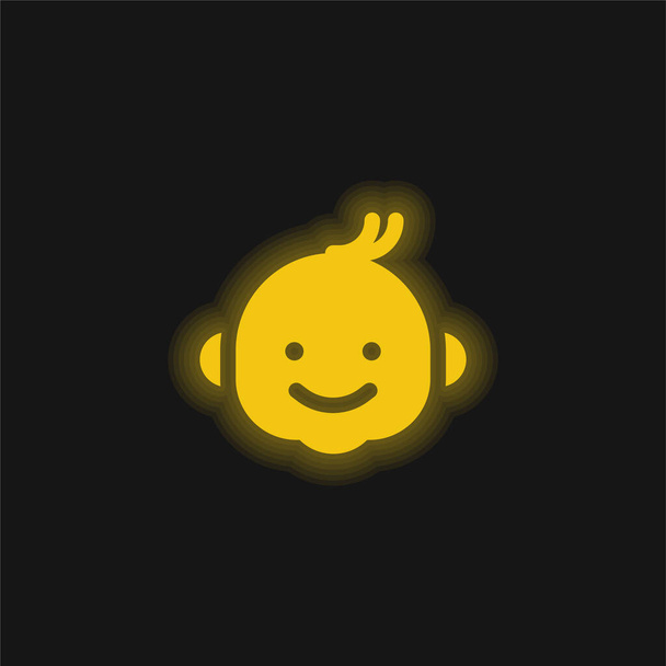 Menino amarelo brilhante ícone de néon - Vetor, Imagem