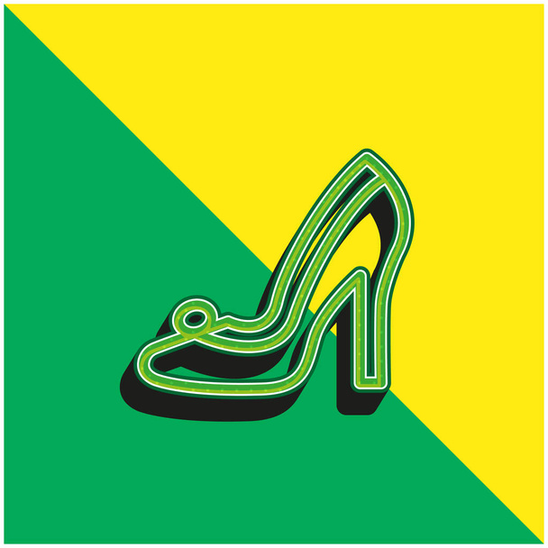 Sapato nupcial Verde e amarelo moderno logotipo vetor 3d ícone - Vetor, Imagem
