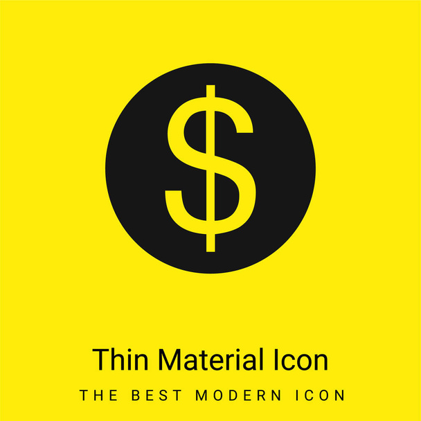 Moneda de dólar grande mínimo icono de material amarillo brillante - Vector, Imagen