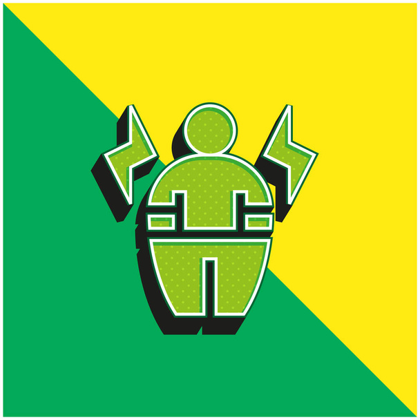 Body Positive Zöld és sárga modern 3D vektor ikon logó - Vektor, kép