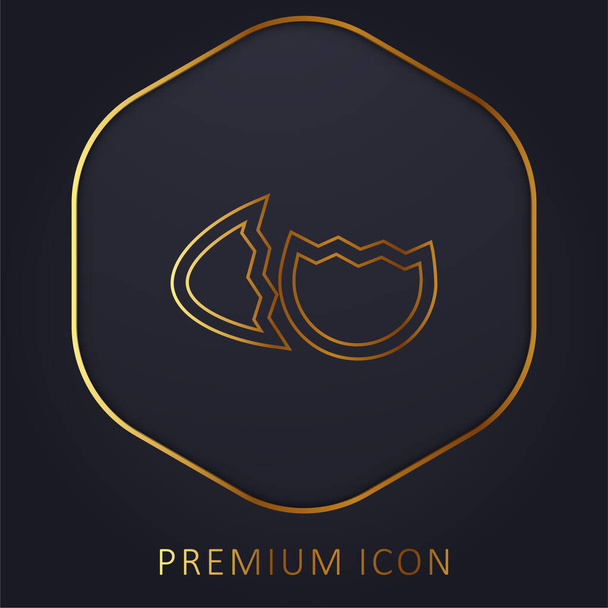 Madarak tojás tört két részből körvonalazott szimbólum arany vonal prémium logó vagy ikon - Vektor, kép