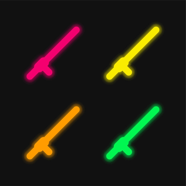 Schlagstock vier Farben leuchtenden Neon-Vektor-Symbol - Vektor, Bild