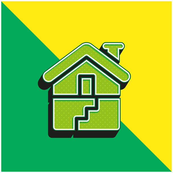 Υπόγειο Πράσινο και κίτρινο σύγχρονο 3d διάνυσμα εικονίδιο λογότυπο - Διάνυσμα, εικόνα