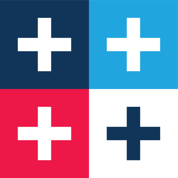 Segno di aggiunta blu e rosso set di icone minime a quattro colori - Vettoriali, immagini