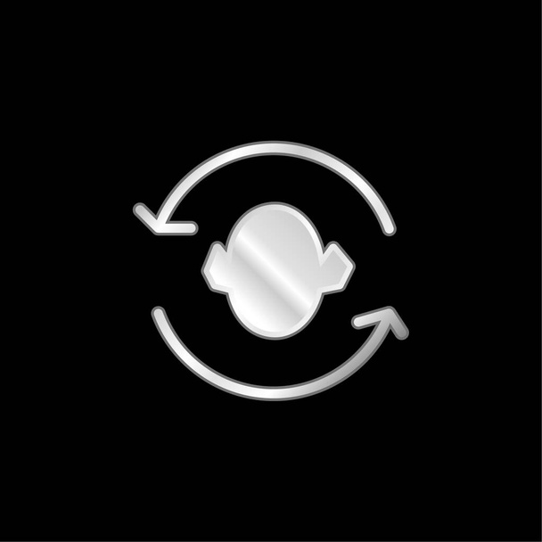 Frecce Coppia intorno a una silhouette testa argento placcato icona metallica - Vettoriali, immagini