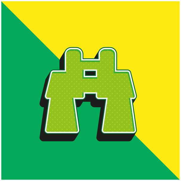 Verrekijker Groen en geel modern 3D vector icoon logo - Vector, afbeelding