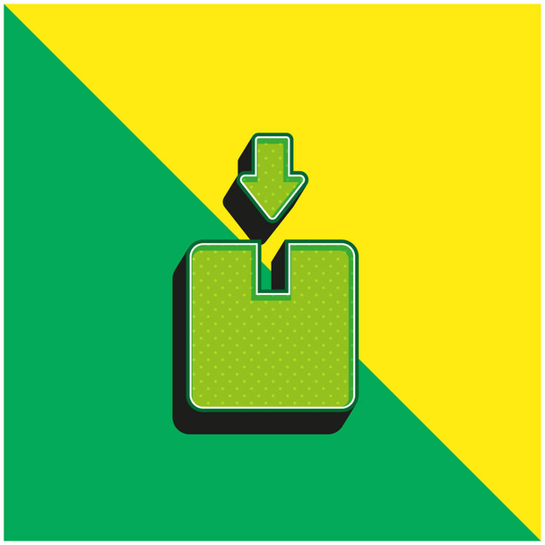 Box Vihreä ja keltainen moderni 3d vektori kuvake logo - Vektori, kuva