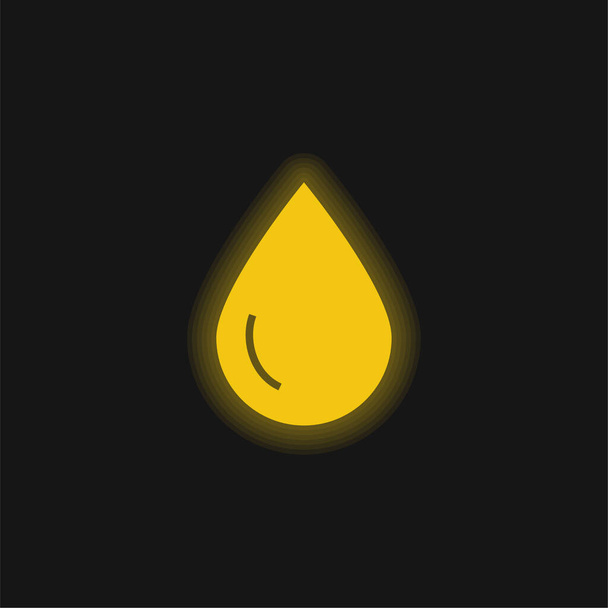 Bloed Drop geel gloeiende neon pictogram - Vector, afbeelding