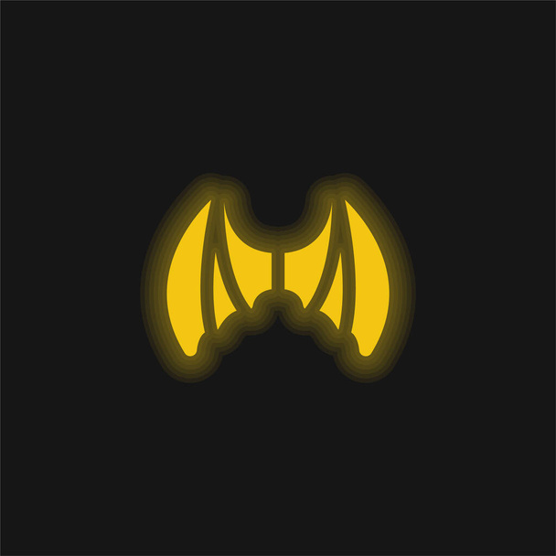 Bat Wings yellow glowing neon icon - Vector, Image