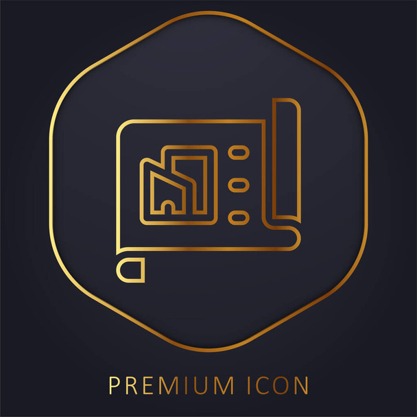 Arquitectura línea de oro logotipo premium o icono - Vector, imagen