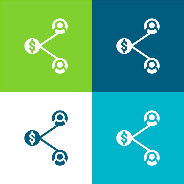 Affiliate Marketing Lakás négy szín minimális ikon készlet - Vektor, kép