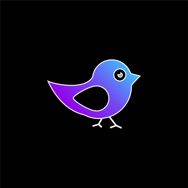 Pássaro de penas preto e branco ícone vetor gradiente azul - Vetor, Imagem