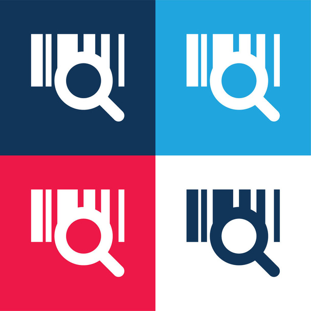 Barcode blau und rot vier Farben minimales Symbol-Set - Vektor, Bild