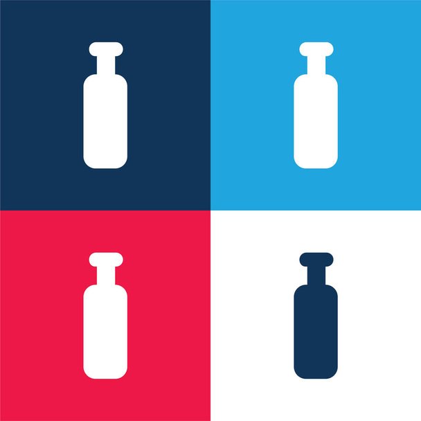 Bottle Black Silhouette blue and red four color minimal icon set - Vector, Image