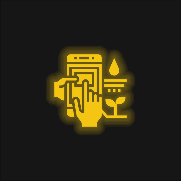 Rolnictwo żółty świecący neon ikona - Wektor, obraz