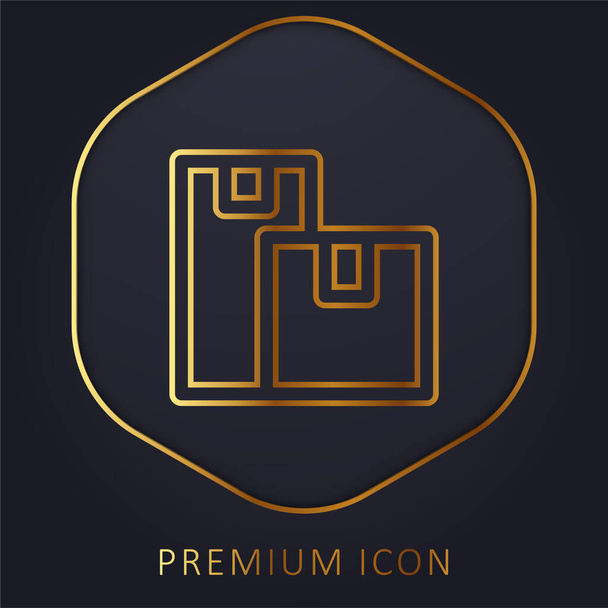 Boîtes ligne d'or logo premium ou icône - Vecteur, image