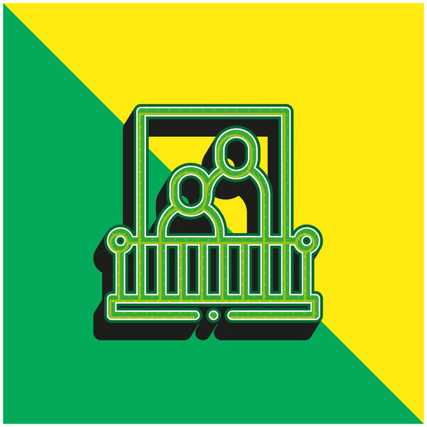 Balkon Grünes und gelbes modernes 3D-Vektorsymbol-Logo - Vektor, Bild
