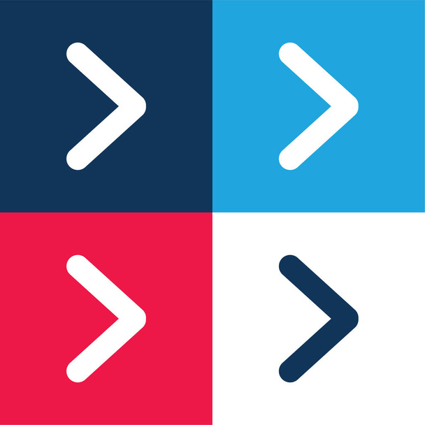 Ángulo de flecha que apunta a la derecha azul y rojo conjunto de iconos mínimo de cuatro colores - Vector, Imagen