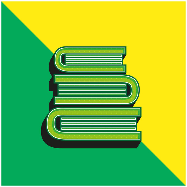 Βιβλία στοίβα από την κορυφή Προβολή Πράσινο και κίτρινο σύγχρονο 3d διάνυσμα εικονίδιο λογότυπο - Διάνυσμα, εικόνα