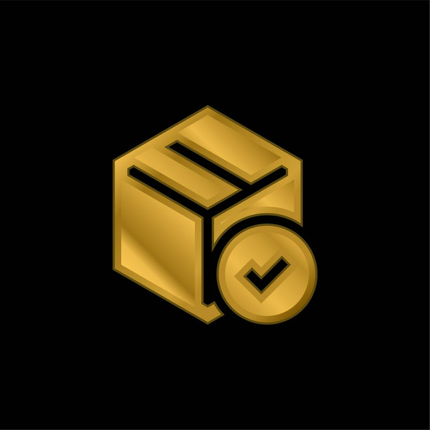 Caixa banhado a ouro ícone metálico ou vetor logotipo - Vetor, Imagem