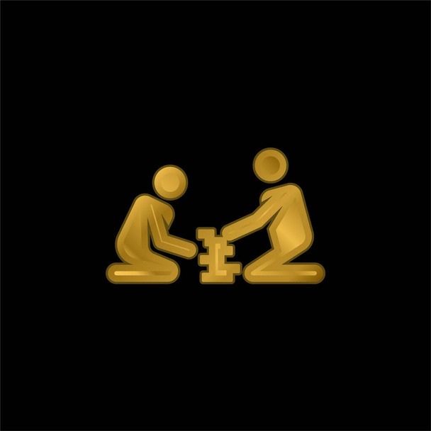 Juegos de mesa chapado en oro icono metálico o logo vector - Vector, imagen