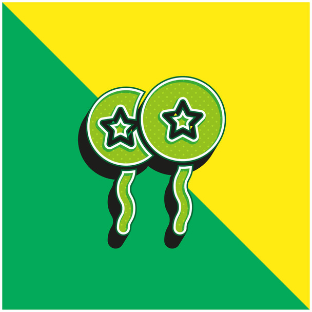 Lufik Star Green és sárga modern 3D vektor ikon logóval - Vektor, kép