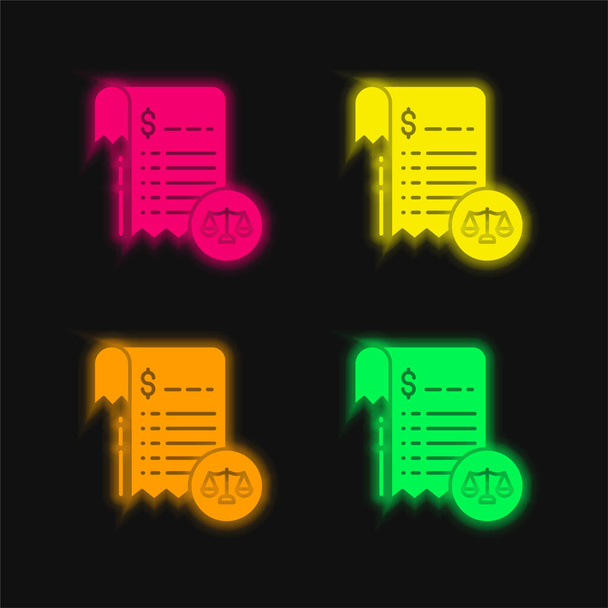 Білл чотири кольори, що світяться неоном Векторна піктограма
 - Вектор, зображення