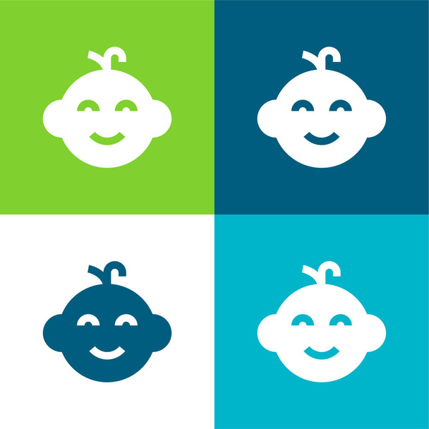 Baby Flat four color minimal icon set - Vector, Image