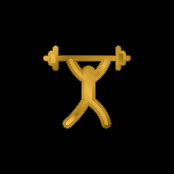 Barbell banhado a ouro ícone metálico ou vetor logotipo - Vetor, Imagem